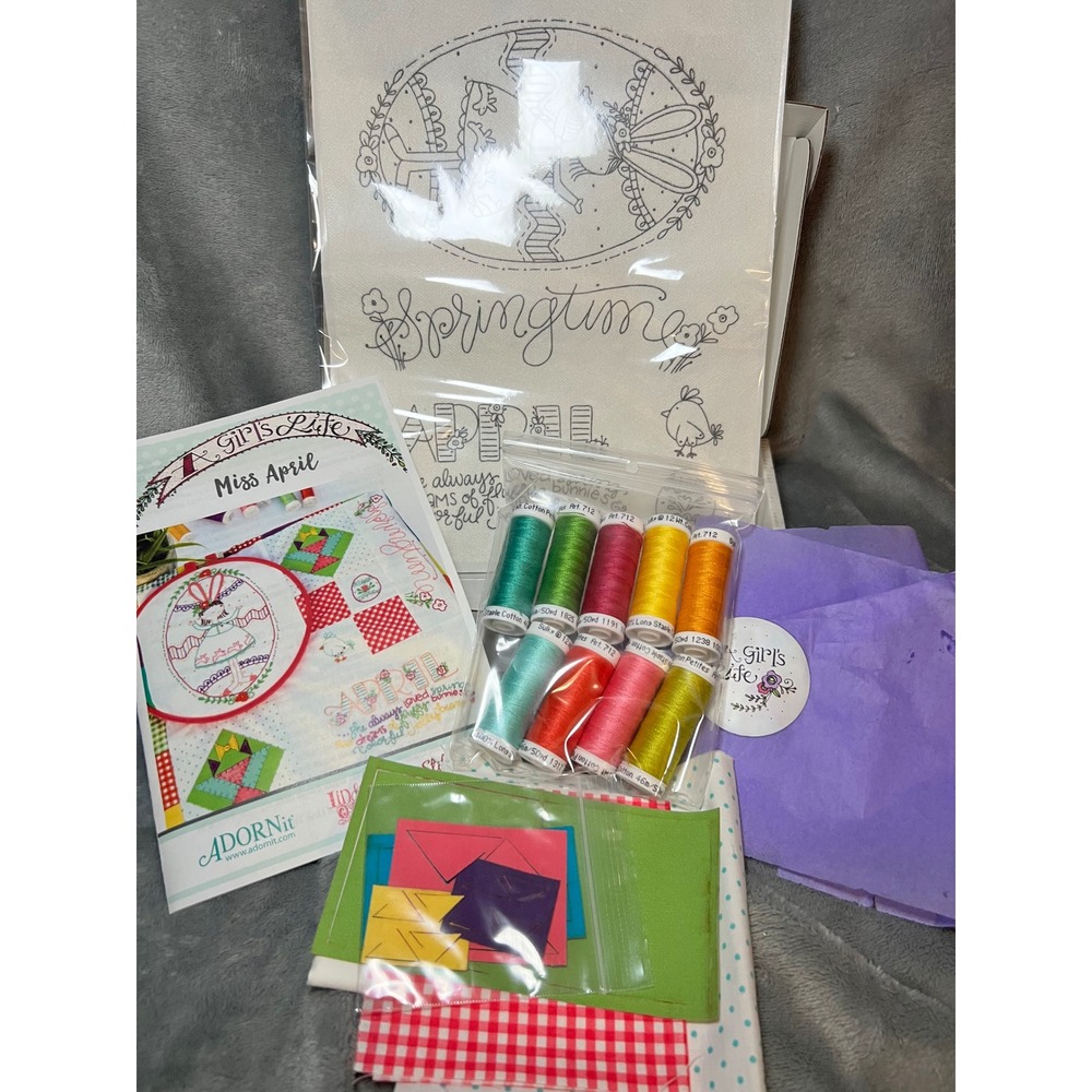 Adornit A Girls Life Miss April Springtime Embroidery Quilting Kit Sulky Thread